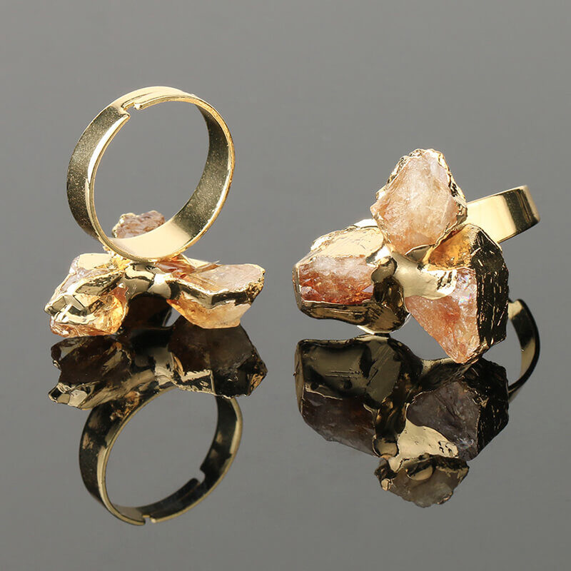 yellow quartz ring raw stones