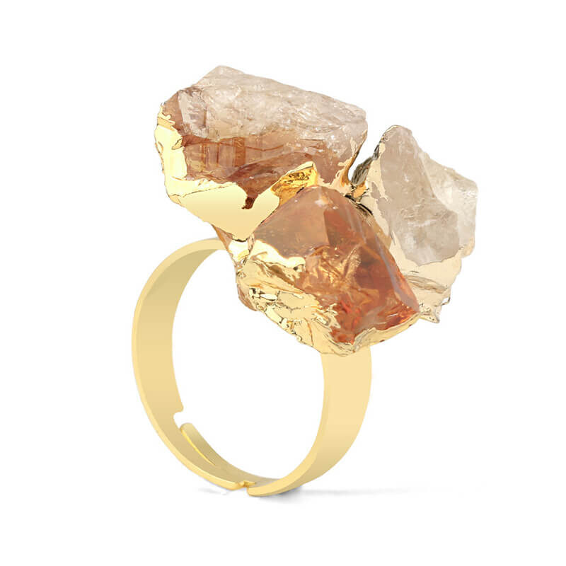 yellow quartz ring raw stones