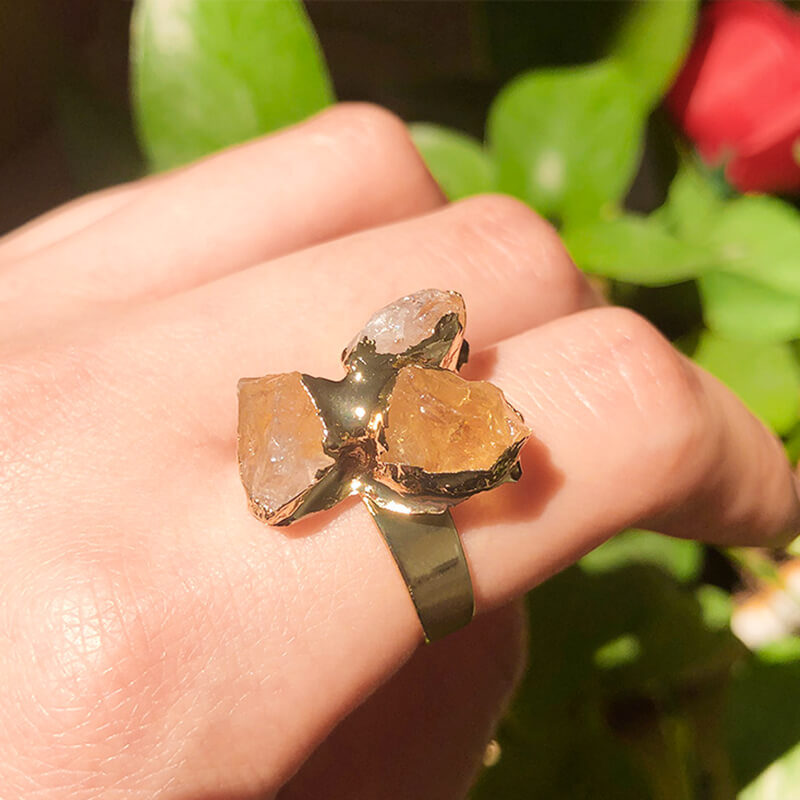 yellow quartz ring raw stones