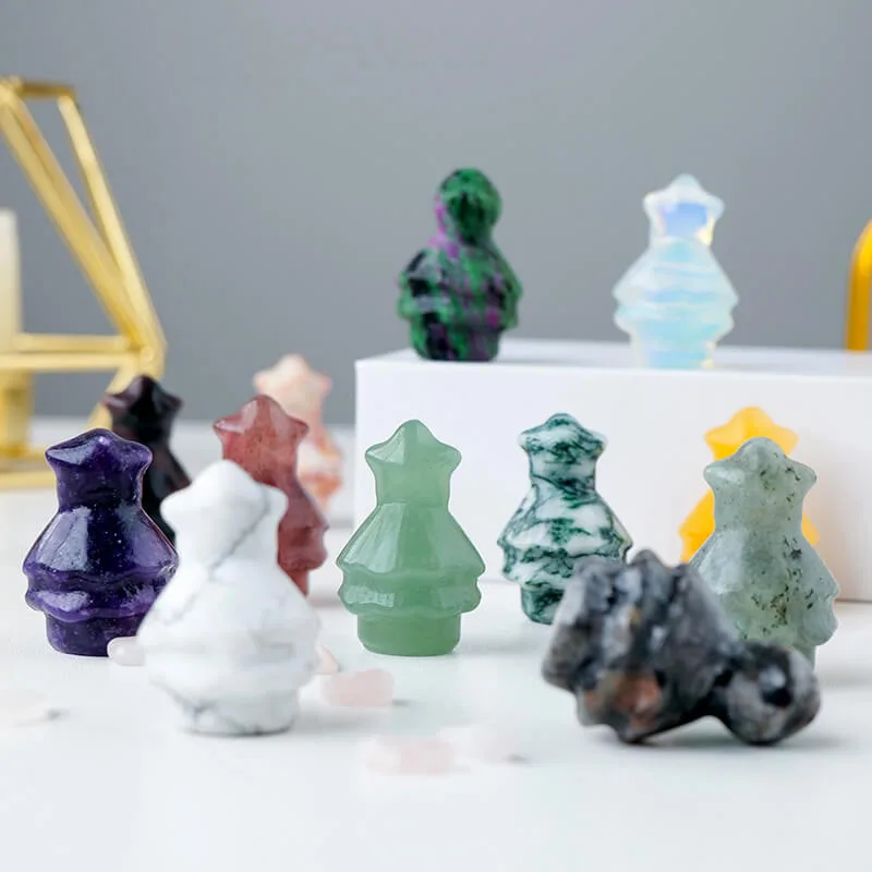 Natural Mini Crystal Christmas Tree Carving