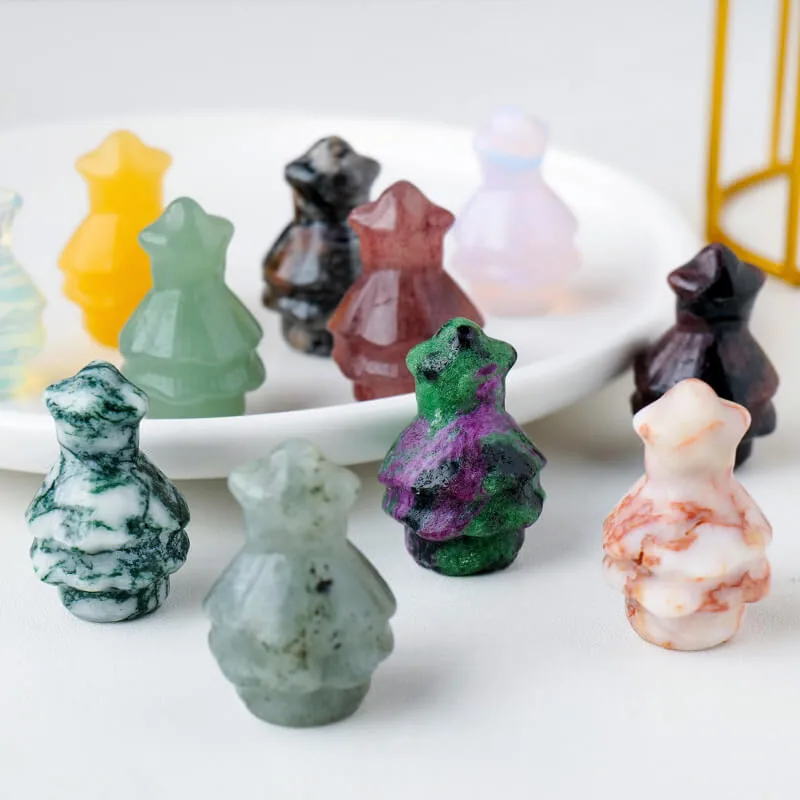 Natural Mini Crystal Christmas Tree Carving - Imagen 4