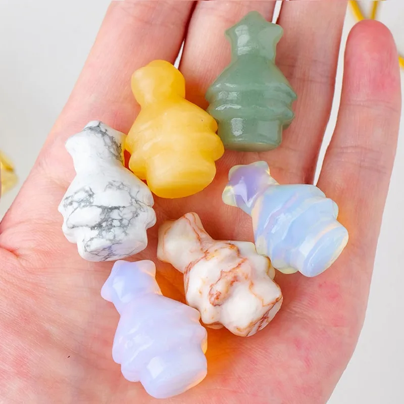 Natural Mini Crystal Christmas Tree Carving - Imagen 2