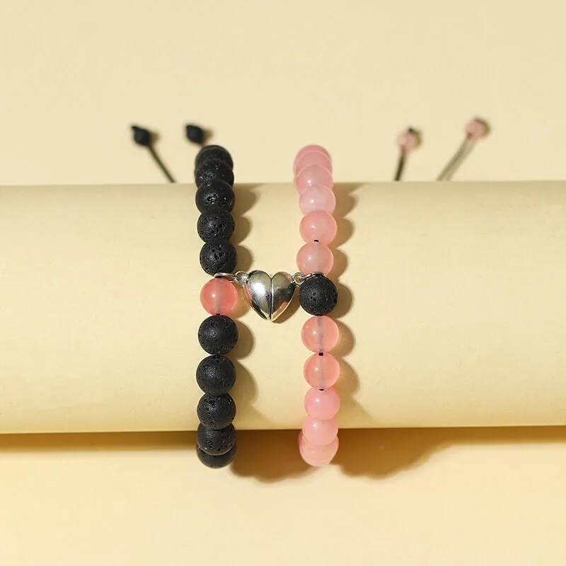 Lot De 2 Bracelets Magnétiques Cœur Phosphorescents - Couple, Saint-Valentin, Amour
