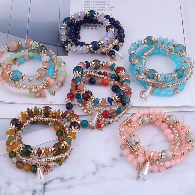 Bohemian Tassel Crystal Bracelets Set Wholesaleの別ビュー