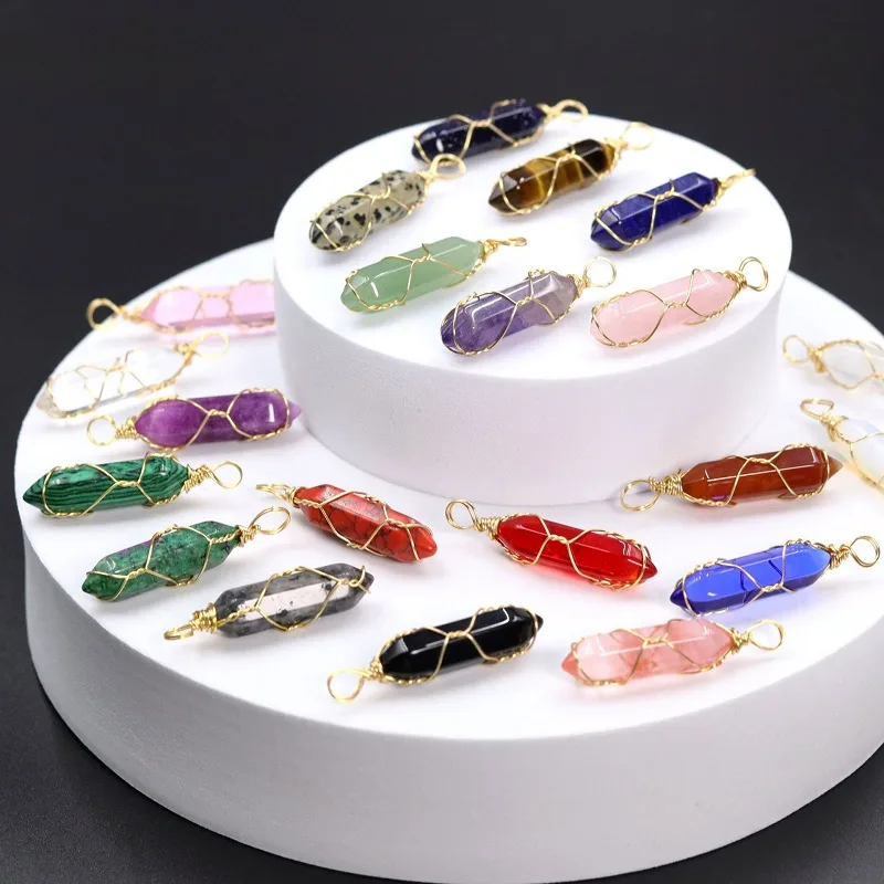 Natural Tower Stone Crystal Hexagon Necklace Bulk (With Chain)