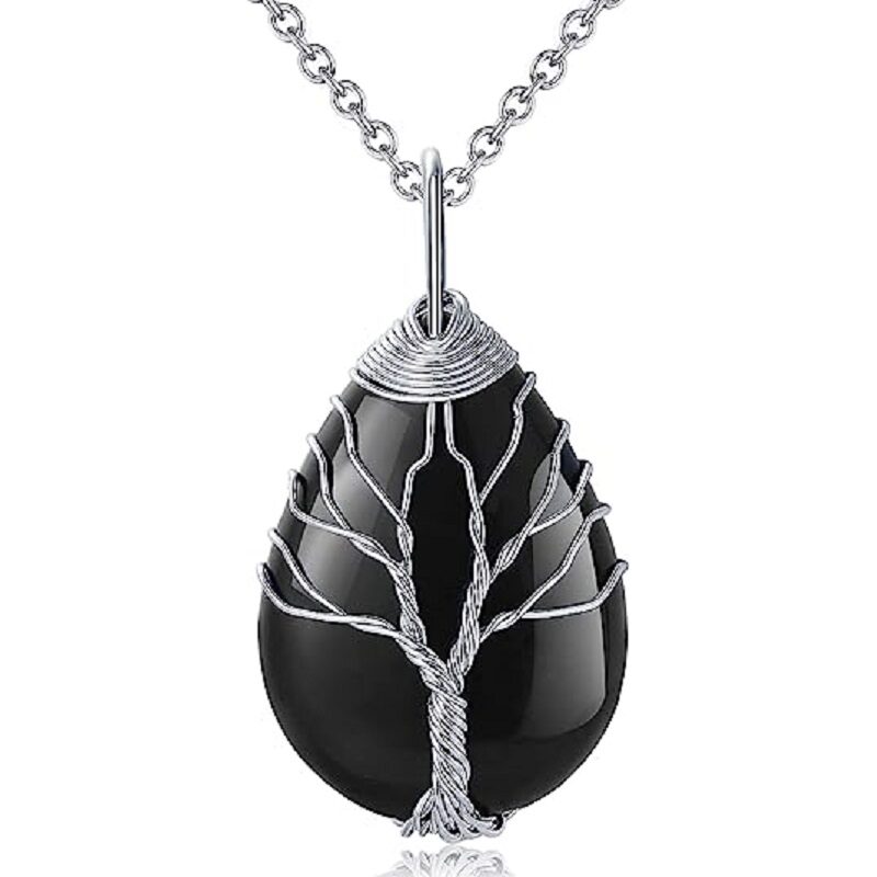 Tree Life Wrapped Teardrop Crystal Necklace Wholesale 10