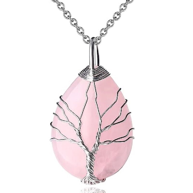 Tree Life Wrapped Teardrop Crystal Necklace Wholesale 3