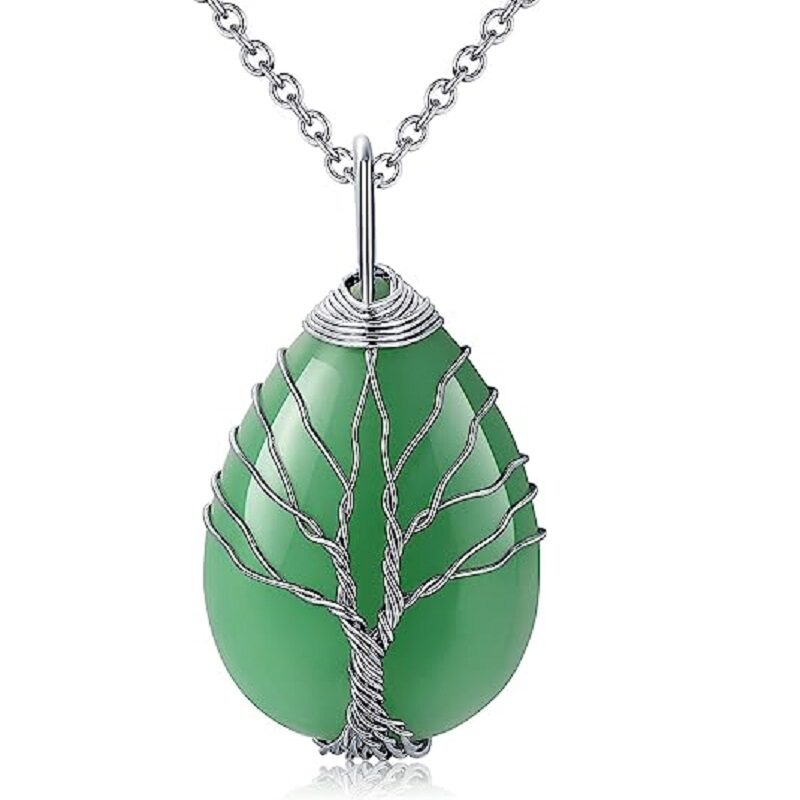 Tree Life Wrapped Teardrop Crystal Necklace Wholesale 4