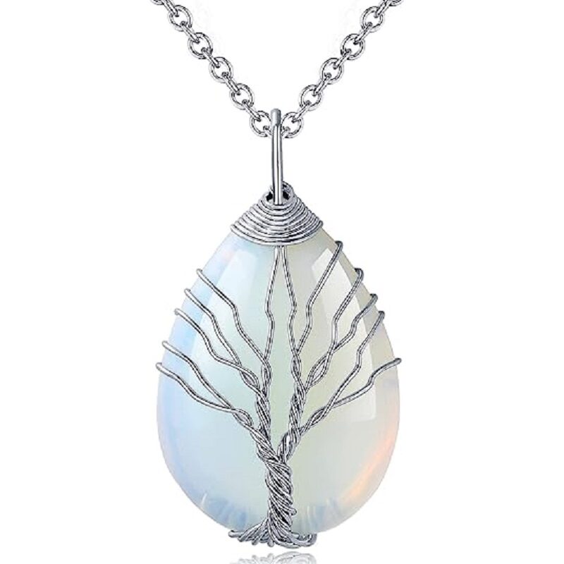 Tree Life Wrapped Teardrop Crystal Necklace Wholesale 5