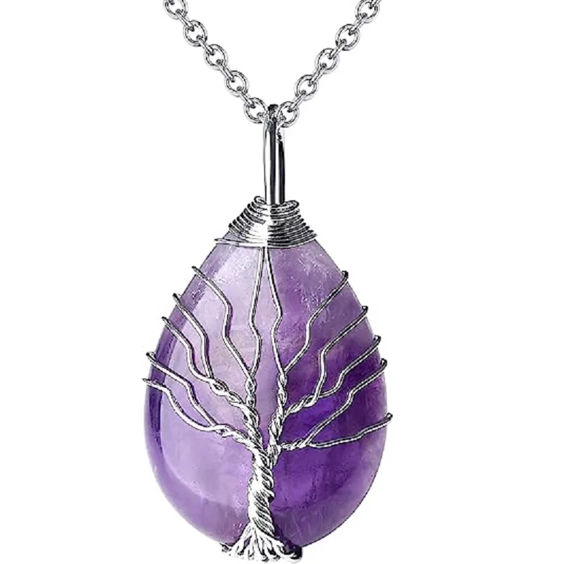 Tree Life Wrapped Teardrop Crystal Necklace Wholesale – Image 14