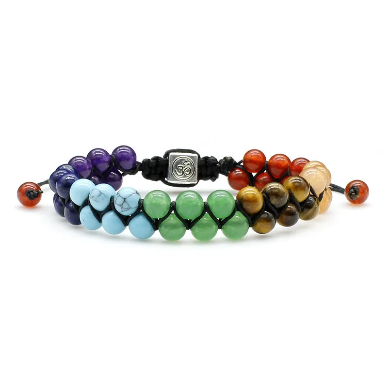 Colorful Stone Woven Double Bracelet Wholesale