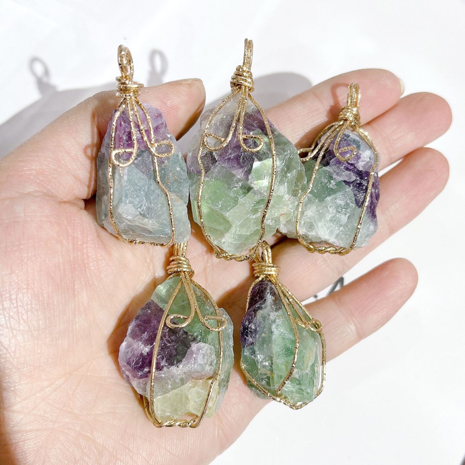 Natural Raw Fluorite Stone Necklace Wholesale 3