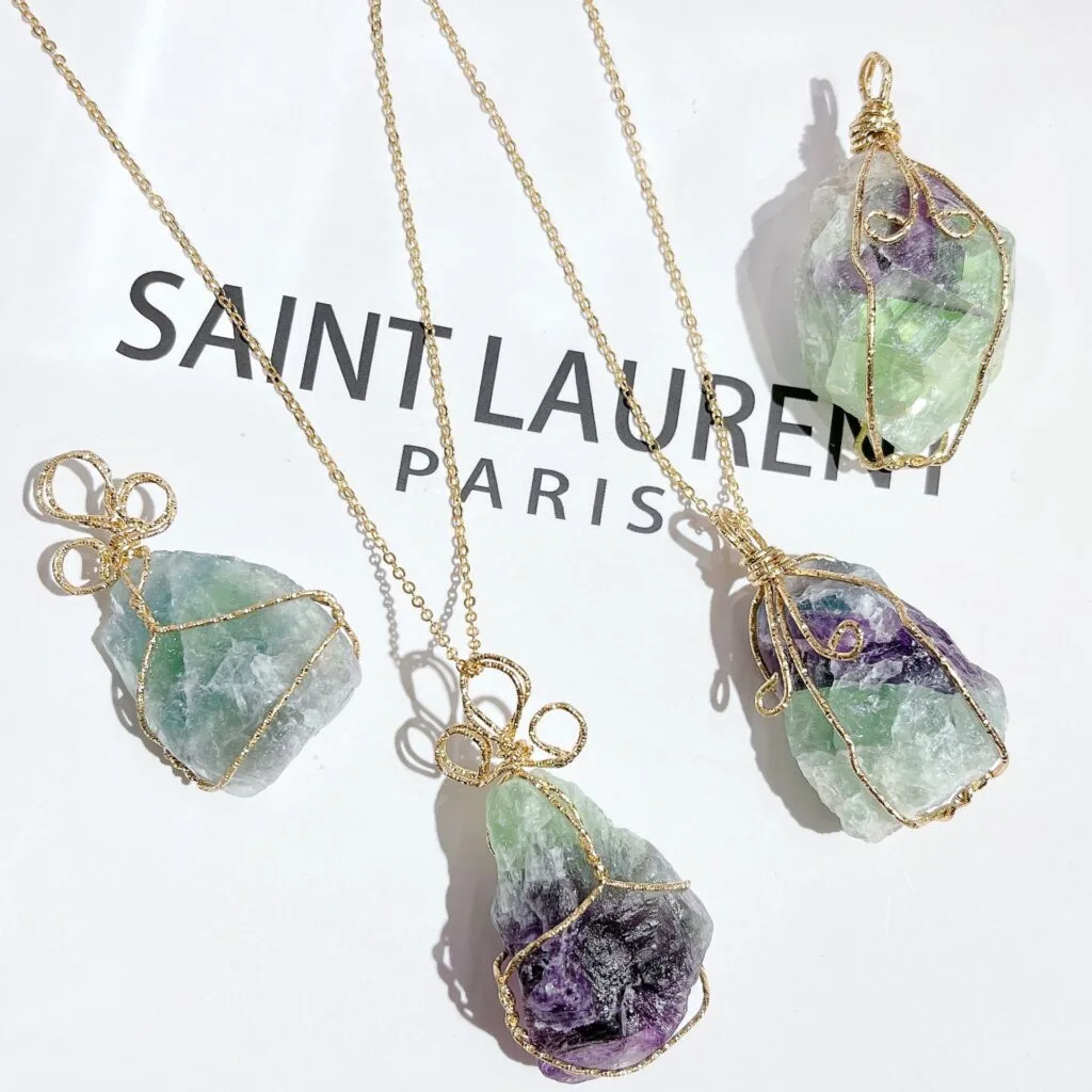 Natural Raw Fluorite Stone Necklace Wholesale