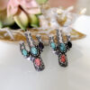 Vintage Howlite Earrings Cactus Alloy Stud Earrings