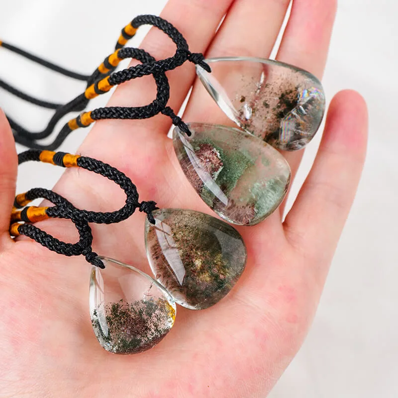 Water Drop Necklace Green Ghost Pendant