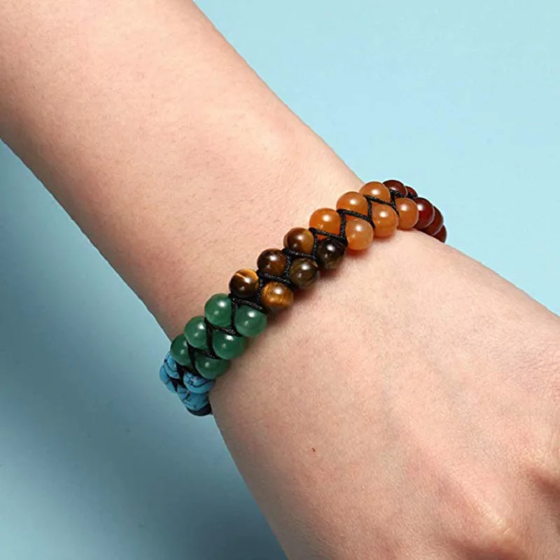 Colorful Stone Woven Double Bracelet Wholesale - Bild 2