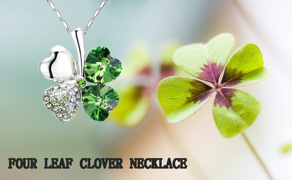 Crystal 4 Leaf Clover Pendants Necklace 1