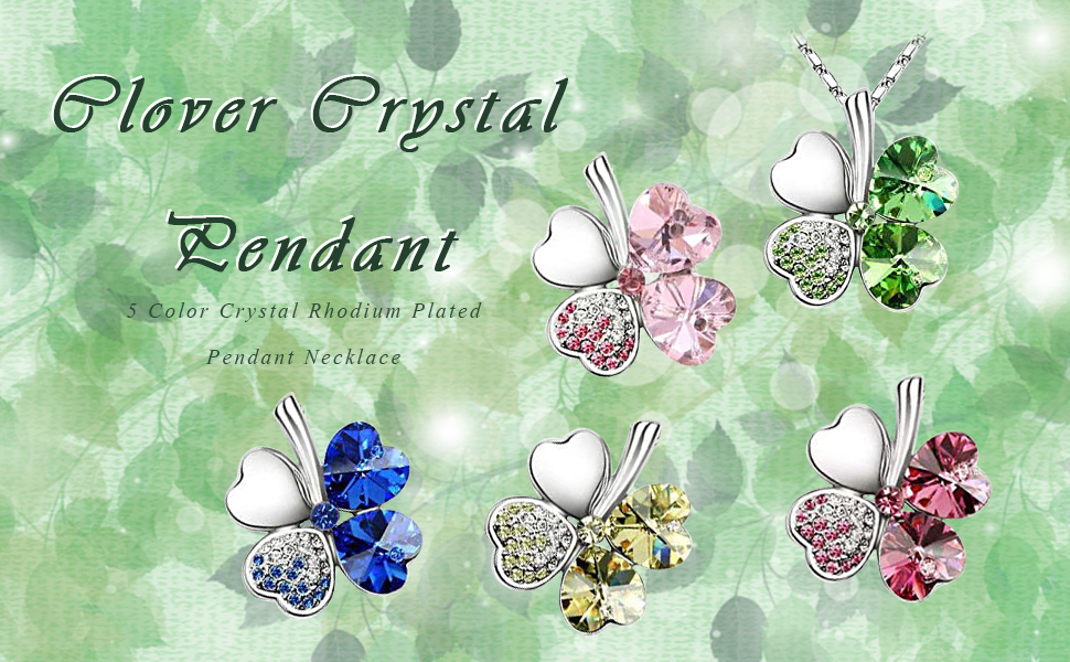 Crystal 4 Leaf Clover Pendants Necklace 4