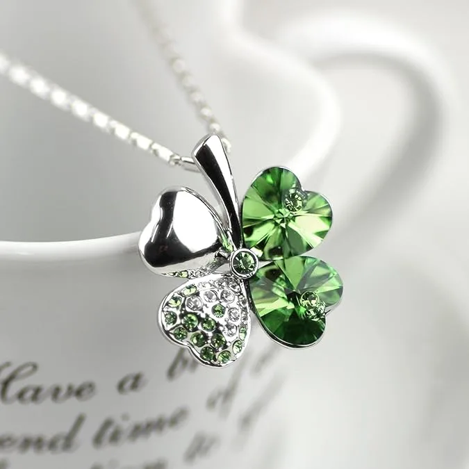 Crystal 4 Leaf Clover Pendants Necklace Wholesale