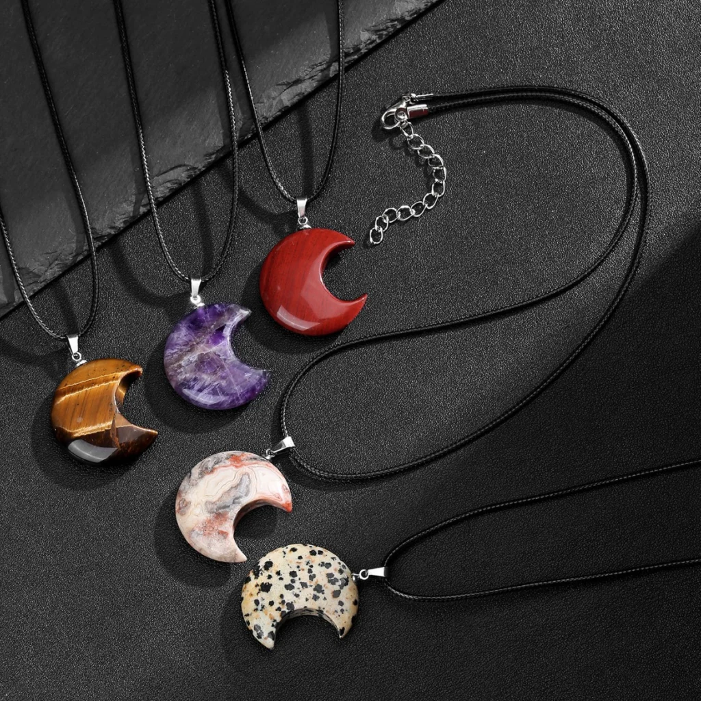 Simple Moon Crystal Necklace Pendant 4