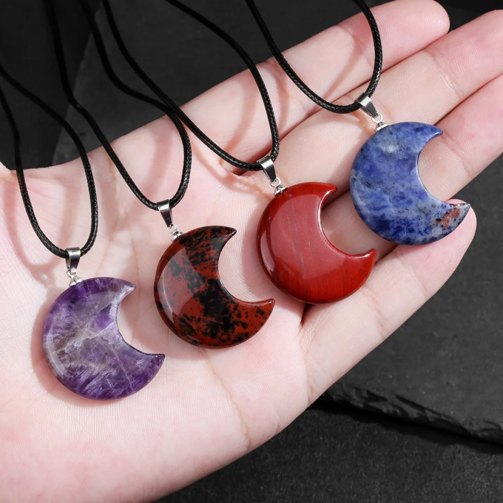 Simple Moon Crystal Necklace Pendant 5