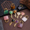 1 Set Natural Crystal Couple Lock Pendant 3