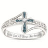 Exquisite Elegant Cross Blue Crystal Ring 2