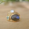 Multi layer Colorful Labradorite Ring Jewelry 1