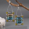 Square Zircon Blue Crystal Earring for Party