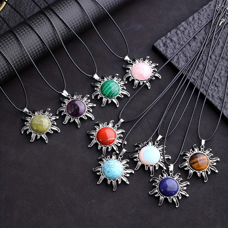Sun Shape Healing Crystal Necklace Wholesale