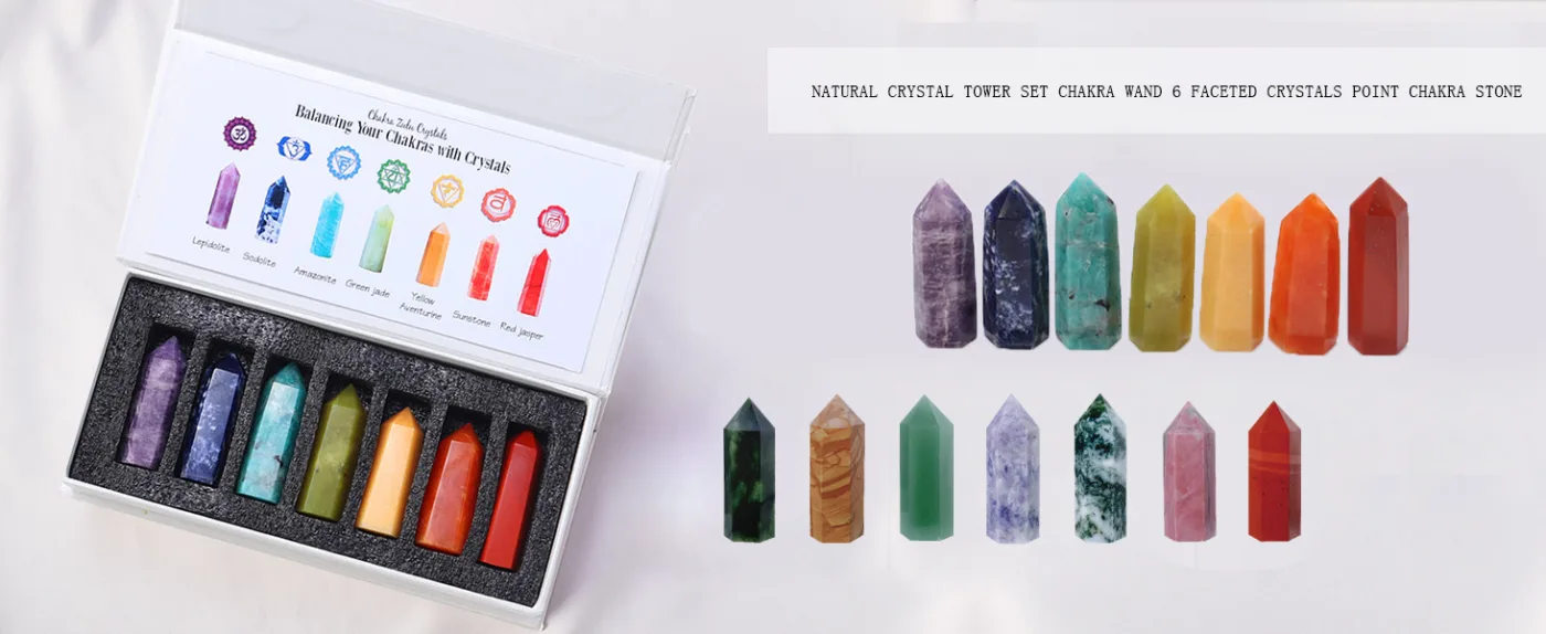 Cleanse&co. クリスタルタワー 7pcs Healing Crystal Box Tower Set Wholesale - Nacrystal.com