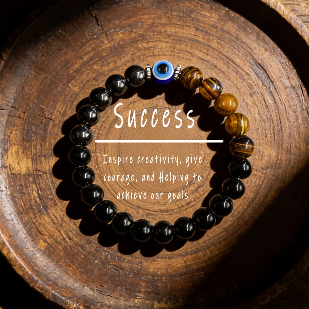 Handmade Bracelets Beaded Black Obsidian Jewelry