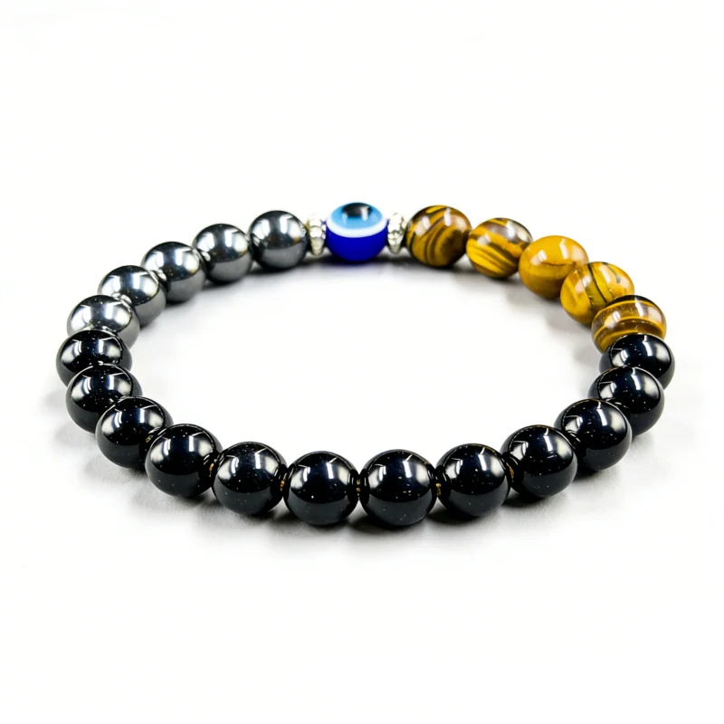 Handmade Bracelets Beaded Black Obsidian Tiger Eye Jewelry 2
