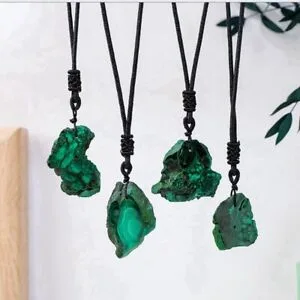Malachite Rough Stone Pendant Necklace Bulk 