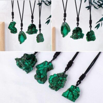 Malachite Rough Stone Pendant Necklace Bulk 2