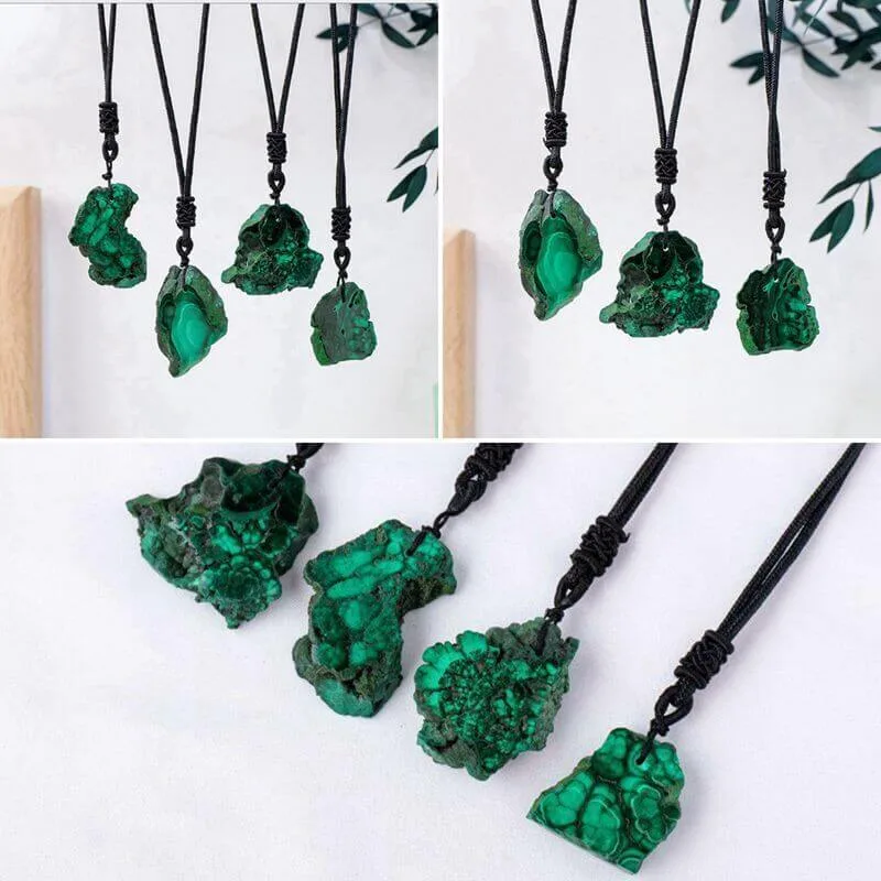 Malachite Rough Stone Pendant Necklace Bulk  - Image 3