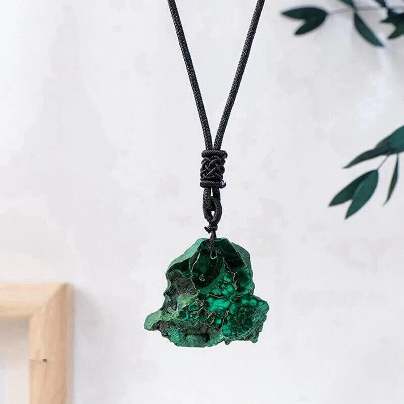 Malachite Rough Stone Pendant Necklace Bulk  - Image 4