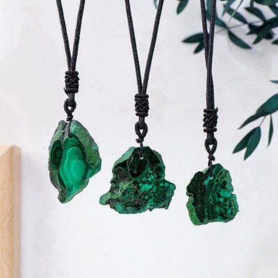 Malachite Rough Stone Pendant Necklace Bulk 4