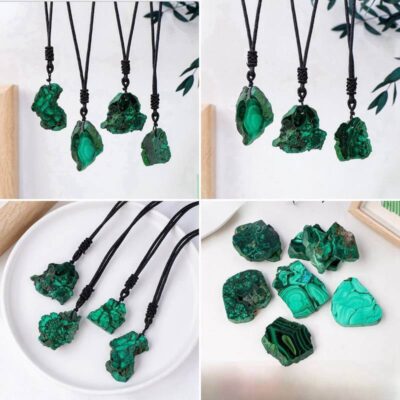 Malachite Rough Stone Pendant Necklace Bulk 5