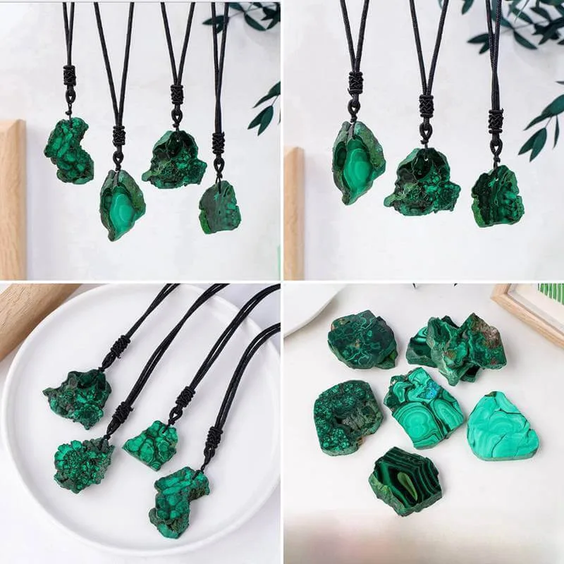 Malachite Rough Stone Pendant Necklace Bulk  - Image 6