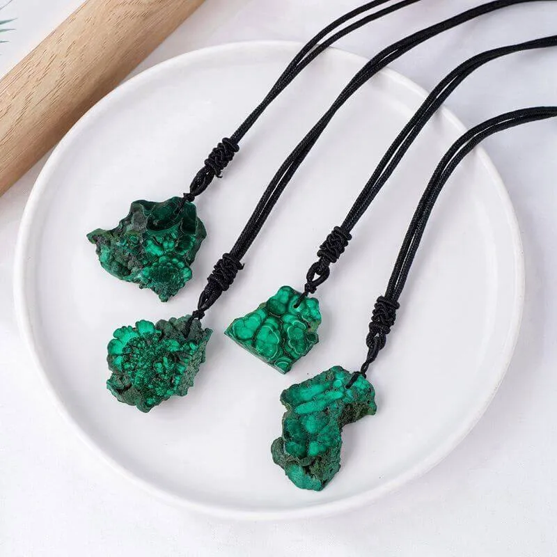 Malachite Rough Stone Pendant Necklace Bulk  - Image 8