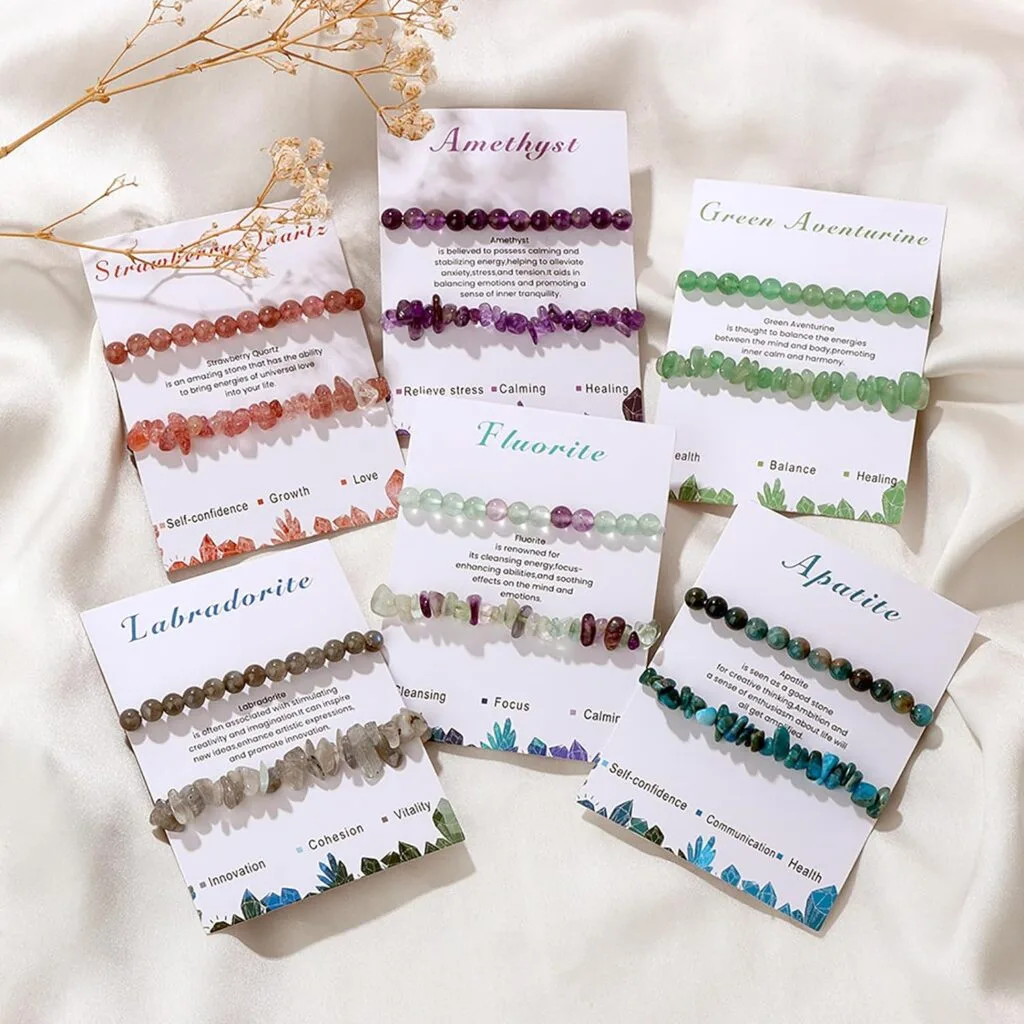 Alternativ vy av 2Pcs Natural Stone Bracelets 6mm Jewelry for Women