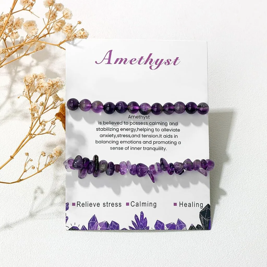 2Pcs Natural Stone Bracelets 6mm Jewelry for Women