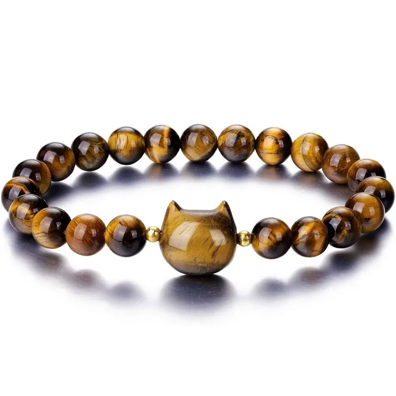 Alternatief beeld van Cat Healing Crystal Beaded Bracelet 8mm Gemstones