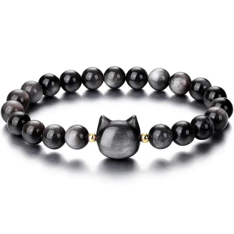Cat Healing Crystal Beaded Bracelet 8mm Gemstones