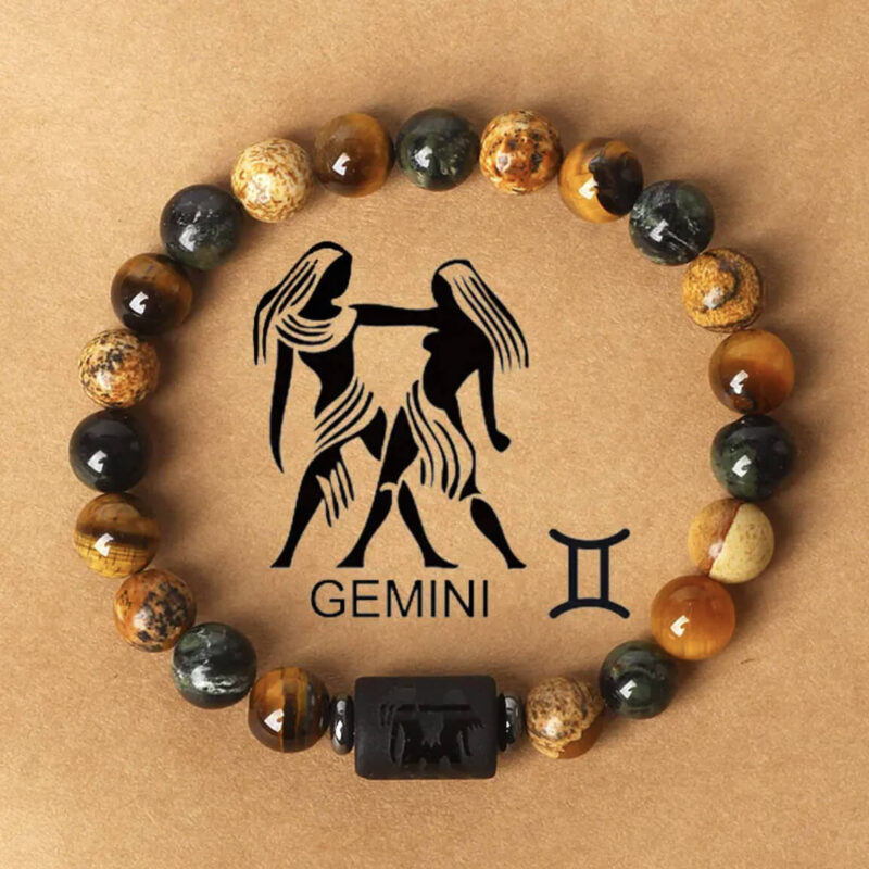 Constellation Horoscope Star Sign Bracelet Tiger Eye Jasper Stone 2