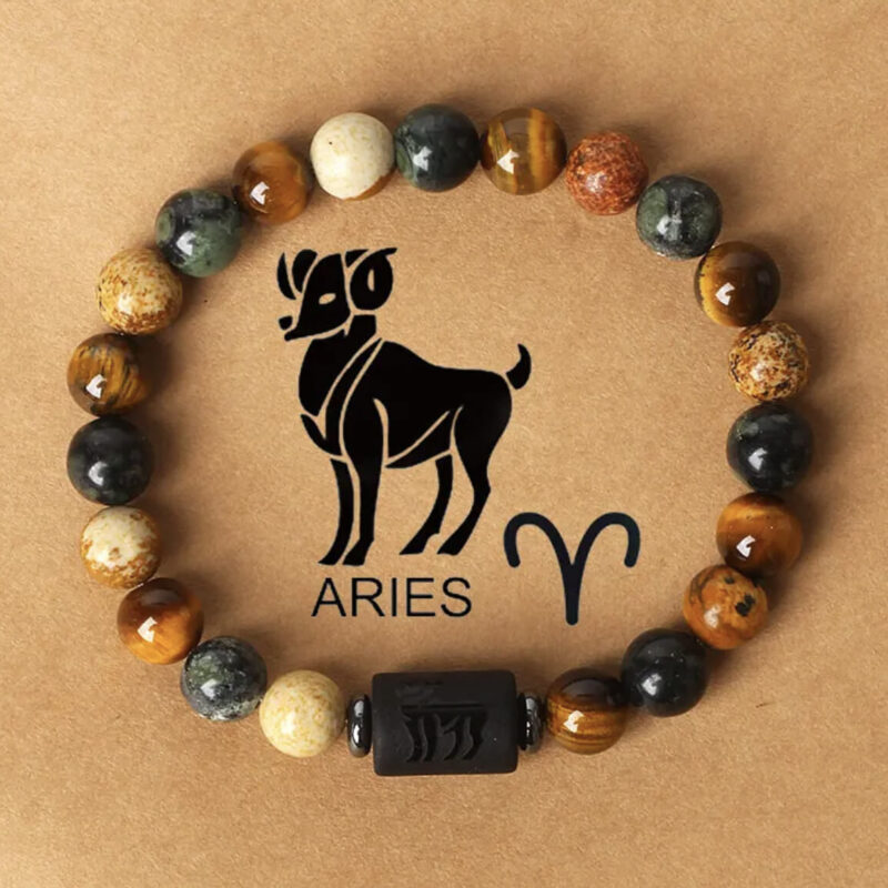 Constellation Horoscope Star Sign Bracelet Tiger Eye Jasper Stone 6