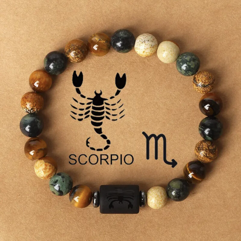 Constellation Horoscope Star Sign Bracelet Tiger Eye Jasper Stone 8