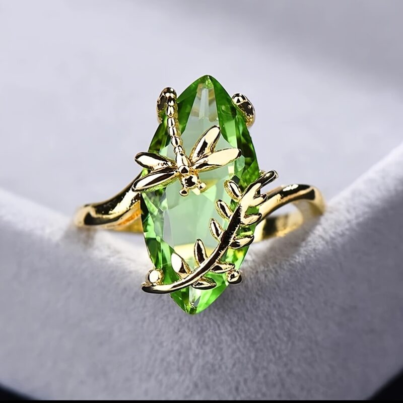 Elegant Dragonfly Zirconia Copper Ring 7