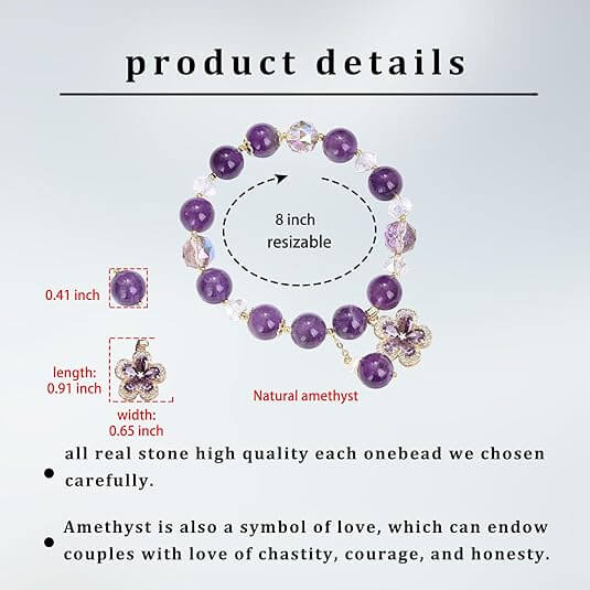 Natural Purple Crystal Bracelet Flower Pendant show1